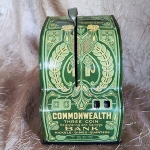Mechanical Advertising Art Nouveau 1915 Commonwealth Metal Litho Antique Bank